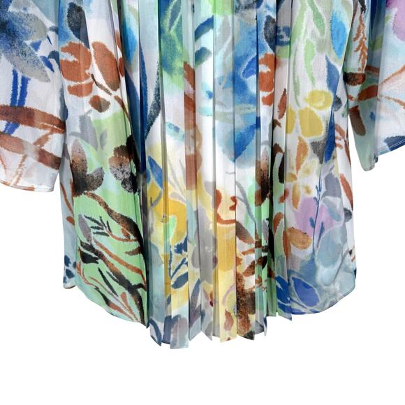 Ali Miles Sz Medium Wearable Art to Wear Floral Beaded Shirt Top Tropical Beach - Picture 8 of 10